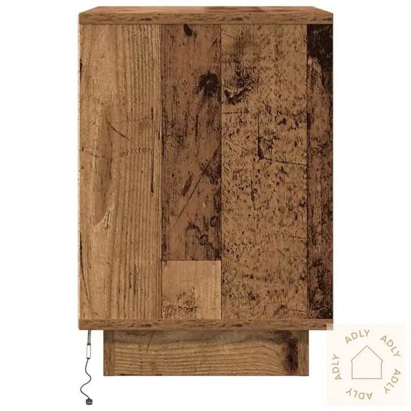 Nattbord Med Led Gammelt Tre 38X34X50 Cm