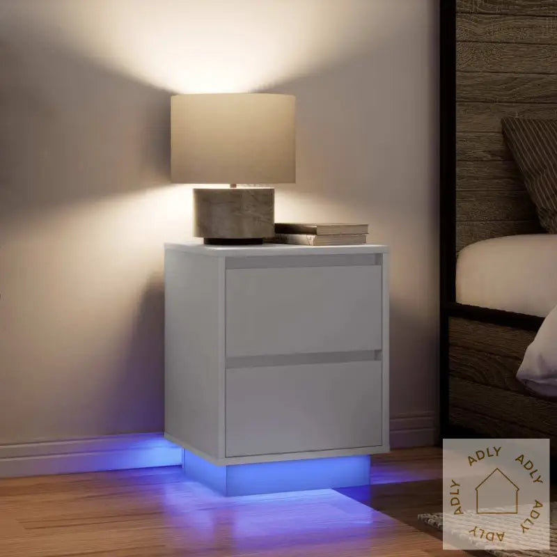 Nattskap Med Led-Lys Hvit 38X34X50 Cm