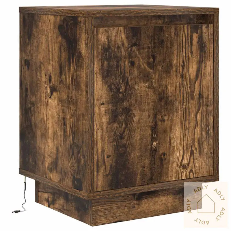 Nattskap Med Led-Lys 2 Stk Røkt Eik 38X34X50 Cm