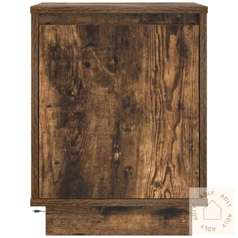 Nattskap Med Led-Lys 2 Stk Røkt Eik 38X34X50 Cm