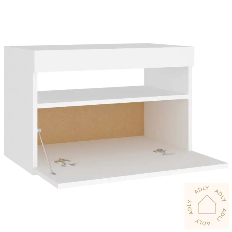 Nattbord Med Led-Lys 2 Stk Hvit 60X35X40 Cm Konstruert Tre