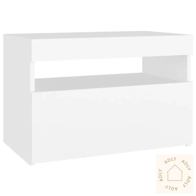 Nattbord Med Led-Lys 2 Stk Hvit 60X35X40 Cm Konstruert Tre