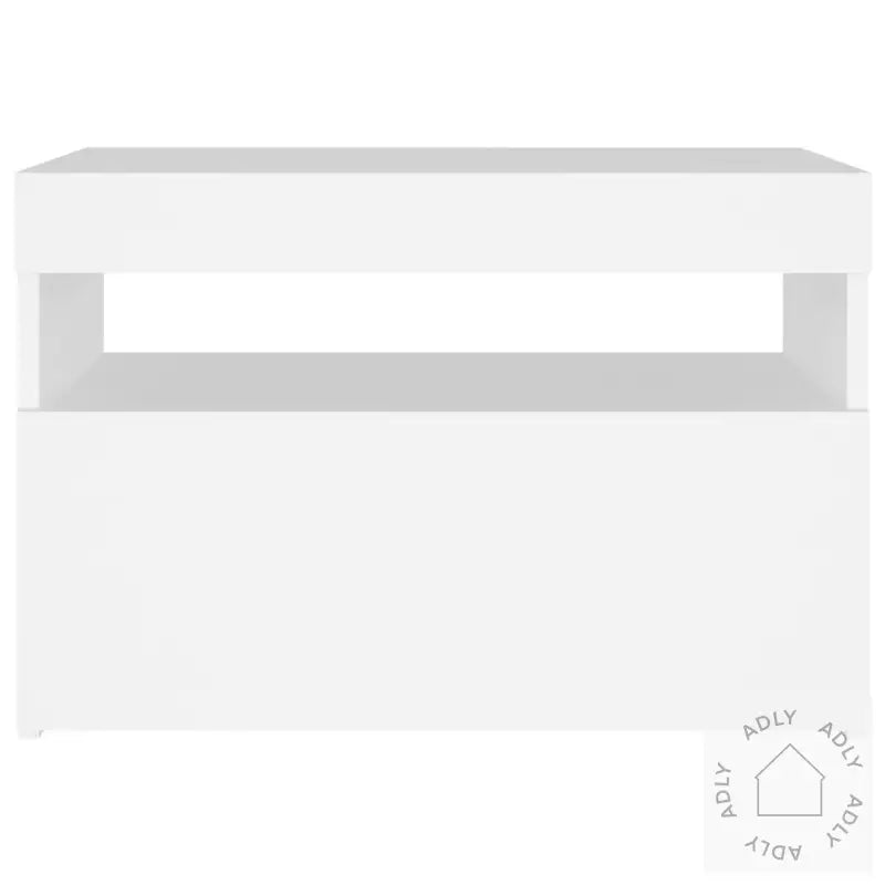 Nattbord Med Led-Lys 2 Stk Hvit 60X35X40 Cm Konstruert Tre