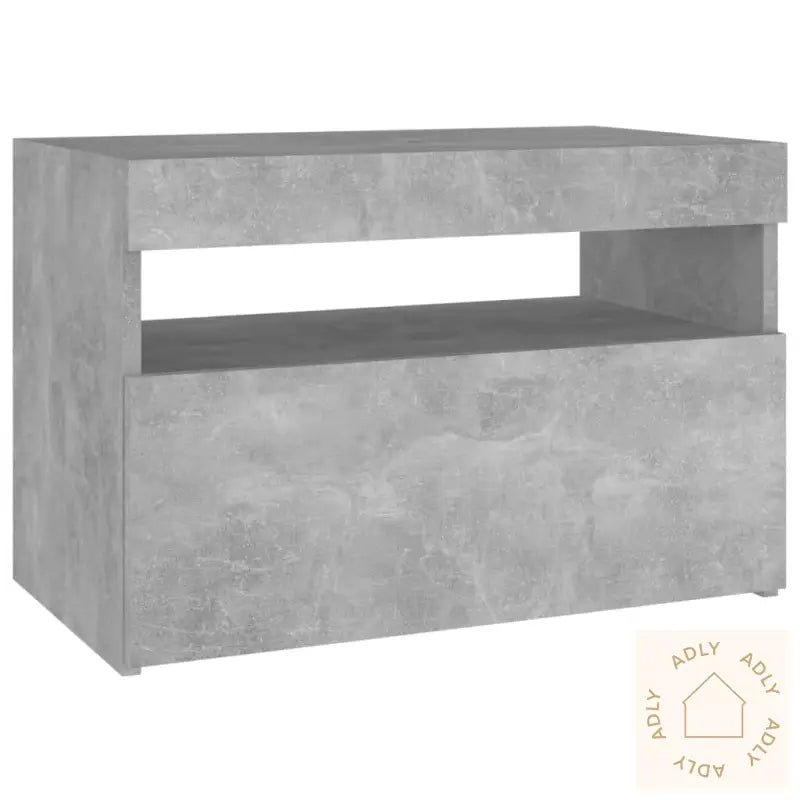Nattbord & Led-Lys Betonggrå 60X35X40 Cm