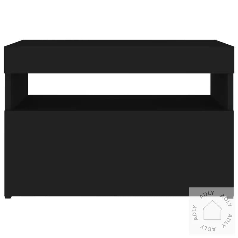 Nattbord Med Led-Lys Svart 60X35X40 Cm Konstruert Tre