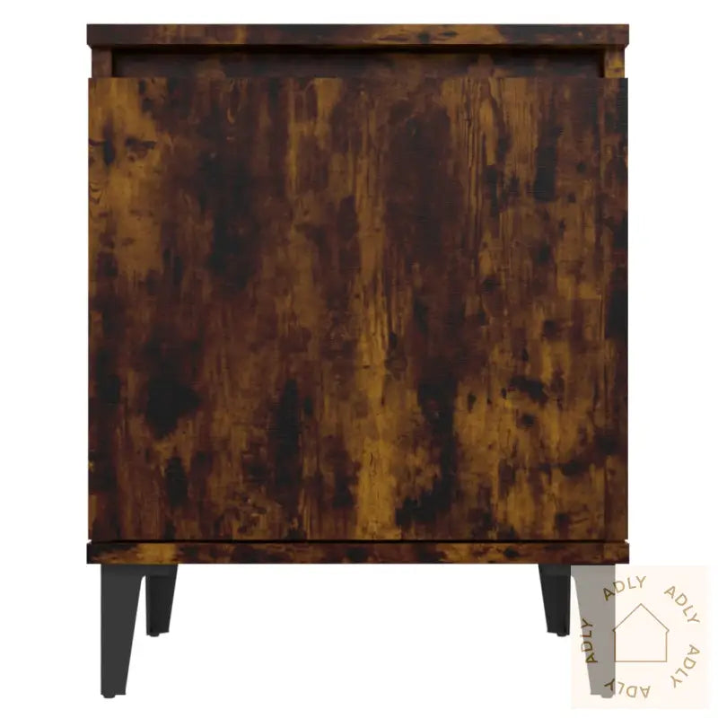 Nattbord Med Metallben Røkt Eik 40X30X50 Cm