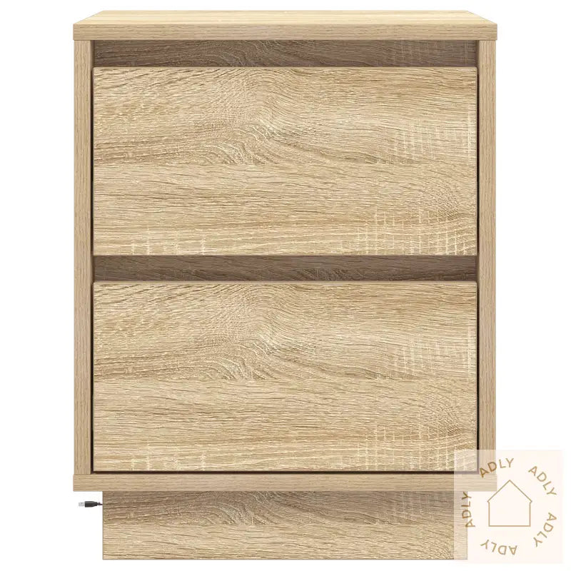 Nattbord Med Led Lys 2 Stk Sonoma Eik 39X34.5X50 Cm