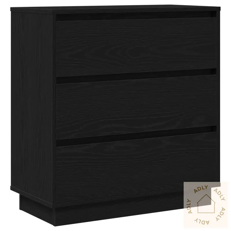 Nattbord Med Led Svart Eik 71X34,5X75 Cm Konstruert Tre