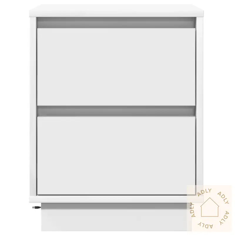 Nattbord Med Led Lys Hvit 39X34,5X50 Cm