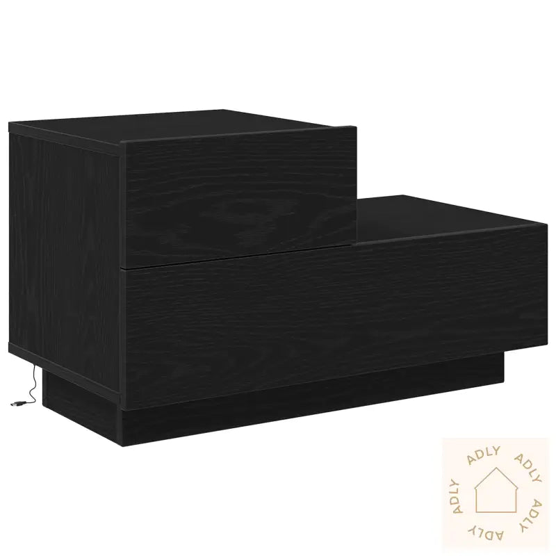 Nattbord Med Led-Lamper Svart Eik 70 X 36 X 40,5 Cm
