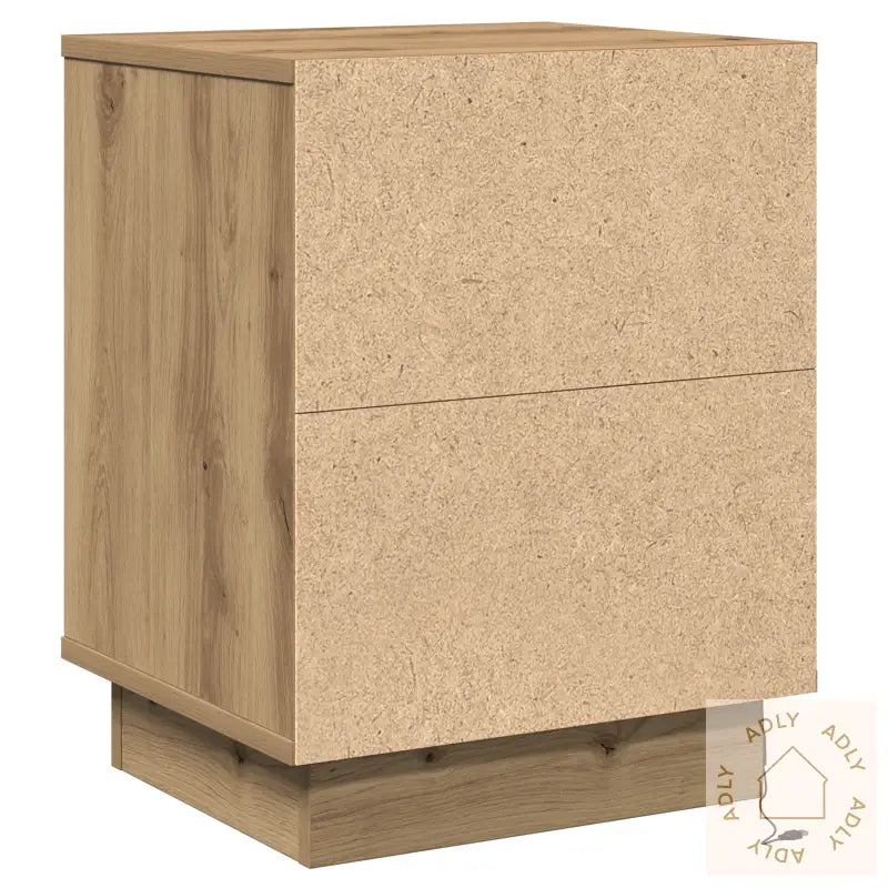 Nattbord Med Led Lys 2 Stk Håndlaget Eik 39X34.5X50 Cm