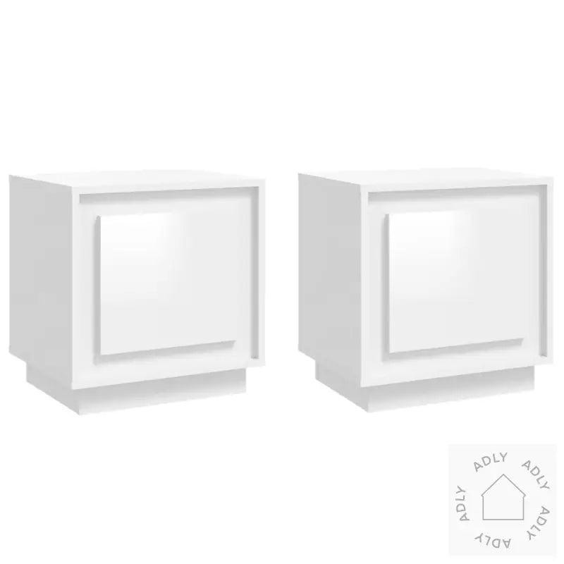 Nattbord 2 Stk Høyglans Hvit 44X35X45 Cm Konstruert Tre