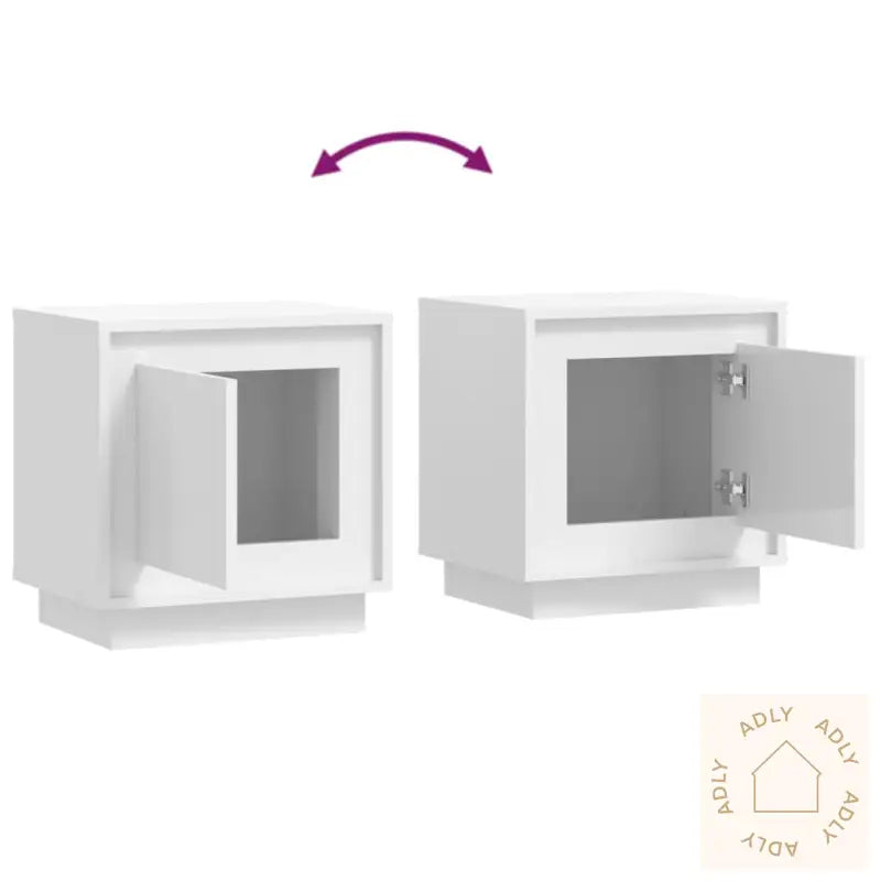 Nattbord 2 Stk Høyglans Hvit 44X35X45 Cm Konstruert Tre