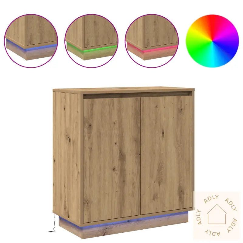 Skap Med Led, I Artisan Eik, 71X34,5X75 Cm, Laget Av Konstruert Tre