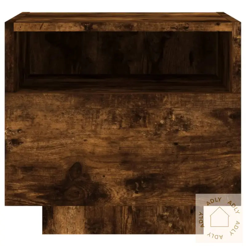 Nattbord Med Led 2 Stk Røkt Eik 40X39X37 Cm