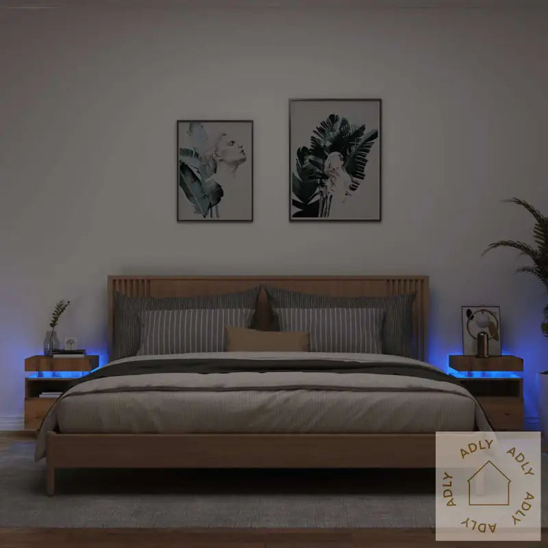 Nattbord Med Led 2 Stk Artisan Eik 40X39X48,5 Cm