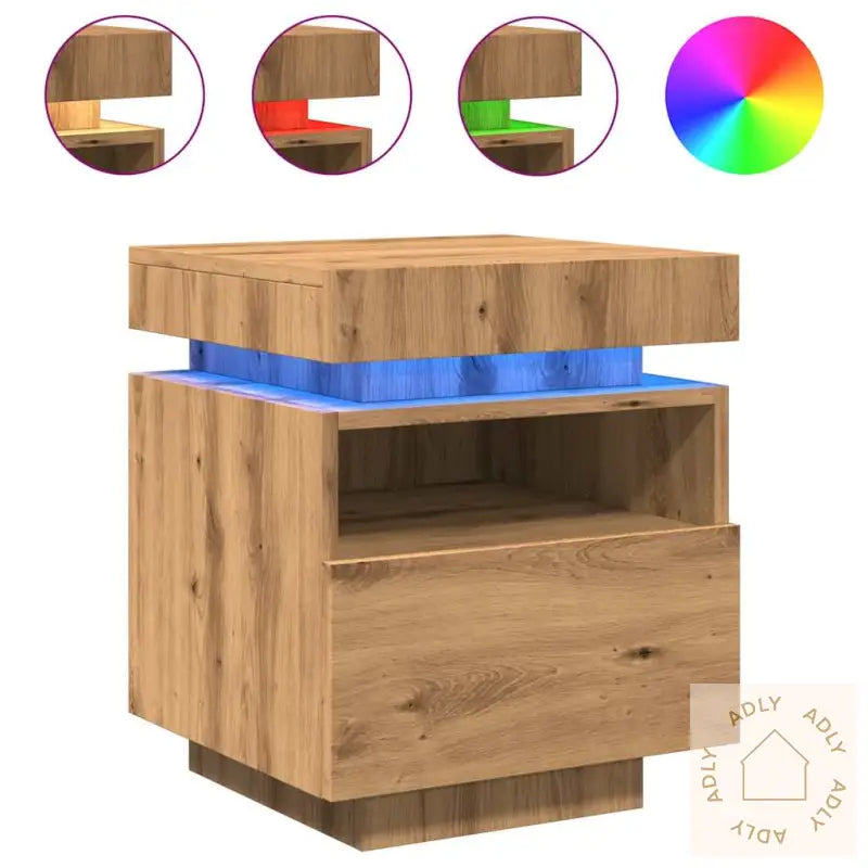 Nattbord Med Led Artisan Eik 40X39X48,5 Cm