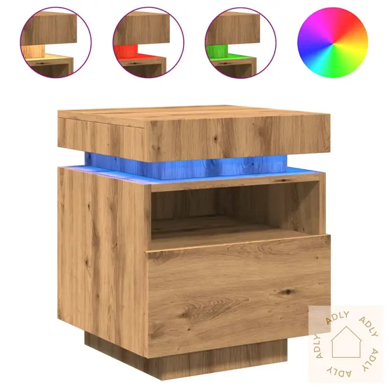 Nattbord Med Led 2 Stk Artisan Eik 40X39X48,5 Cm