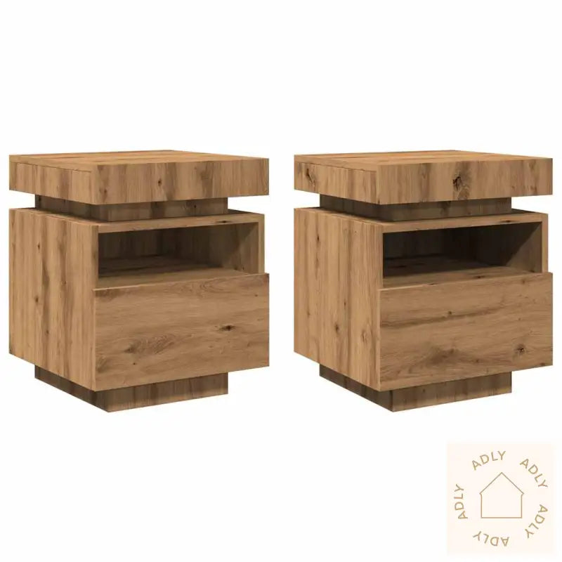 Nattbord Med Led 2 Stk Artisan Eik 40X39X48,5 Cm