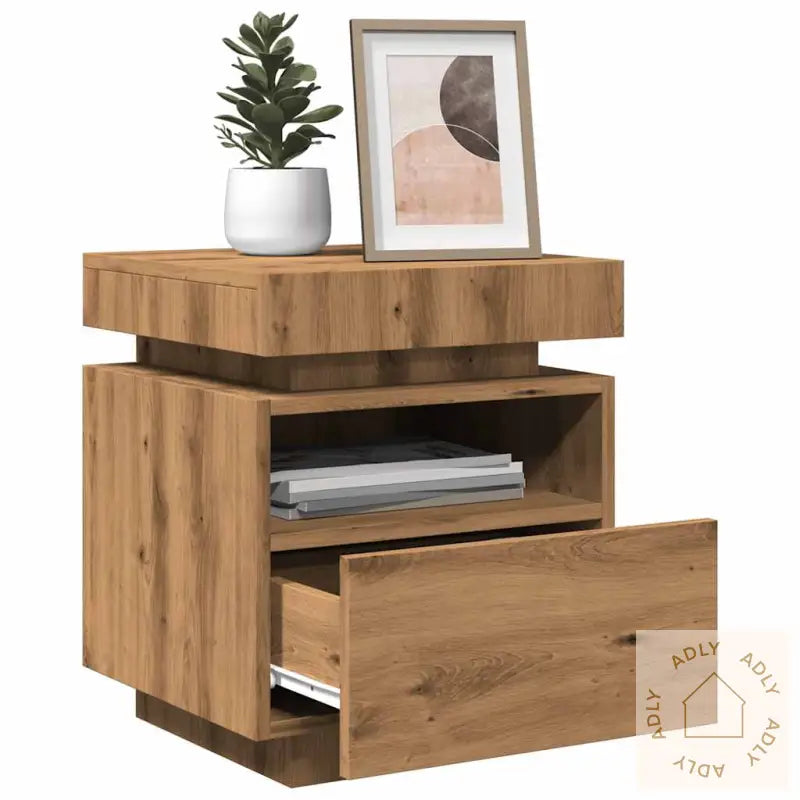 Nattbord Med Led 2 Stk Artisan Eik 40X39X48,5 Cm