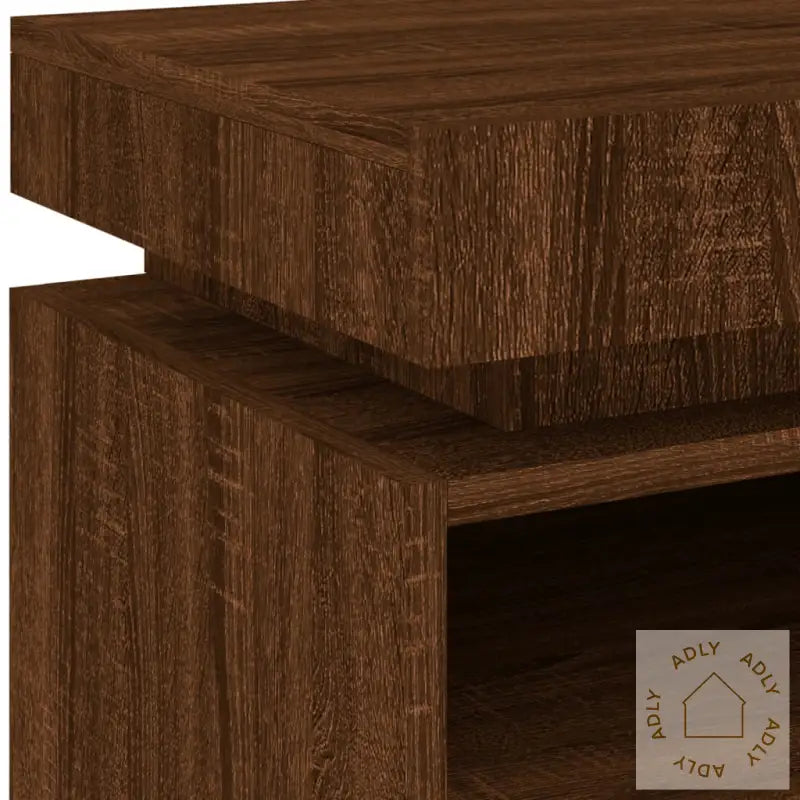 Nattbord Med Led 2 Stk Brun Eik 40X39X48,5 Cm