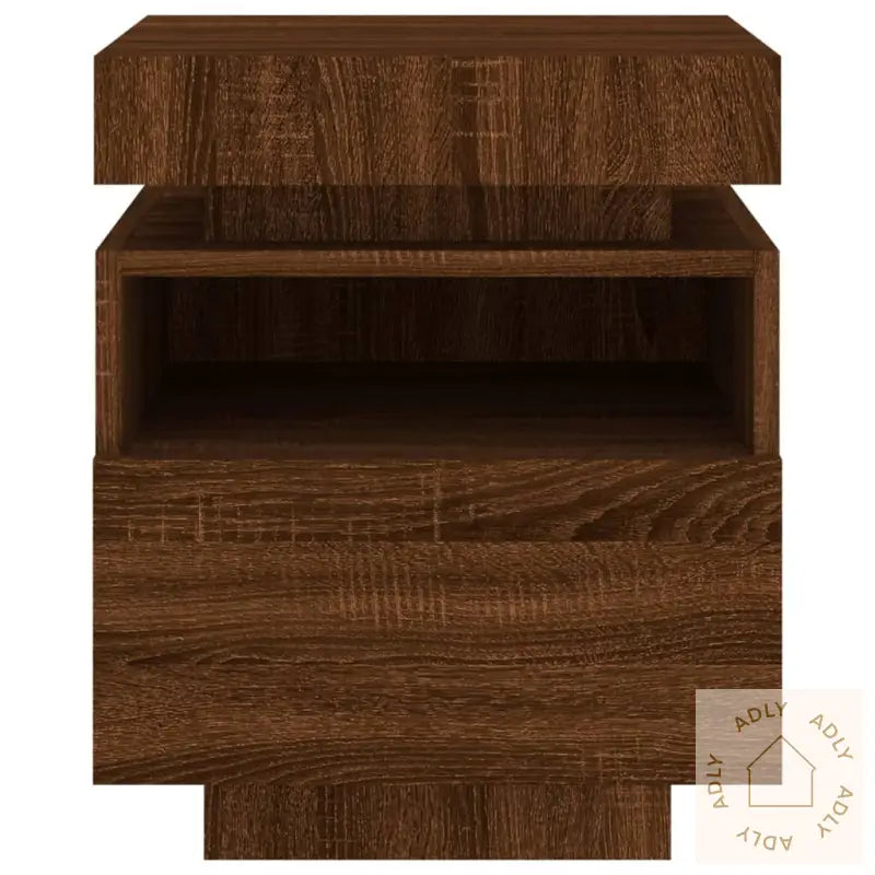 Nattbord Med Led 2 Stk Brun Eik 40X39X48,5 Cm