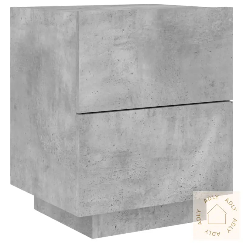 Nattbord Med Led Betonggrå Konstruert Tre