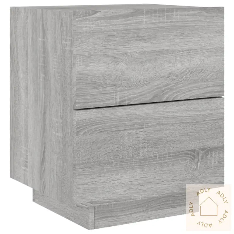 Nattbord Med Led Grå Sonoma Konstruert Tre