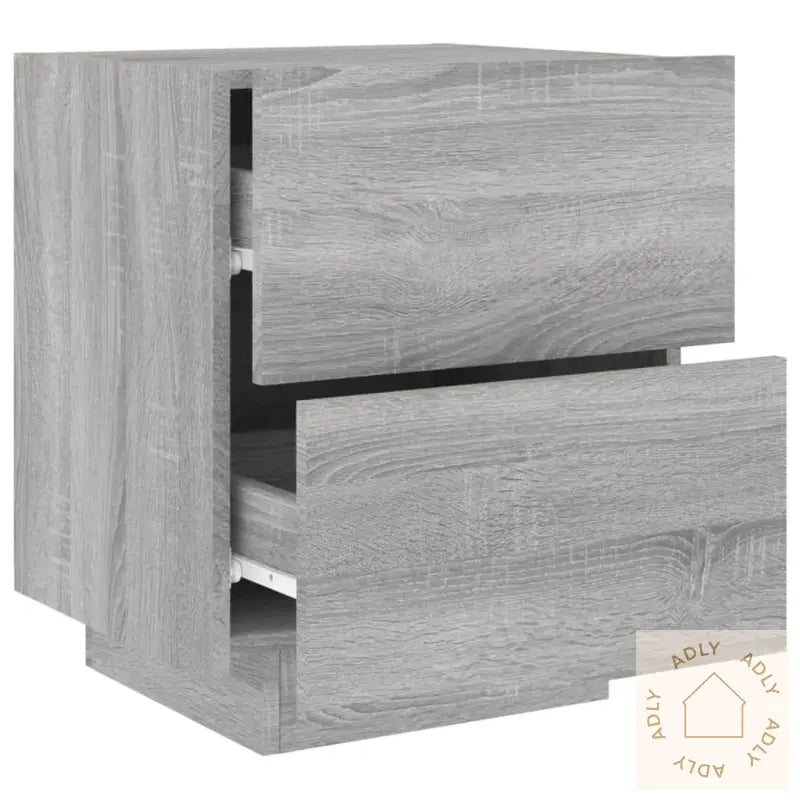 Nattbord Med Led Grå Sonoma Konstruert Tre