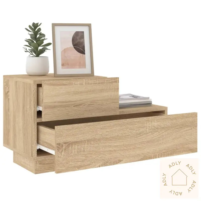 Nattbord Med Led Sonoma Eik 70X36X40,5 Cm