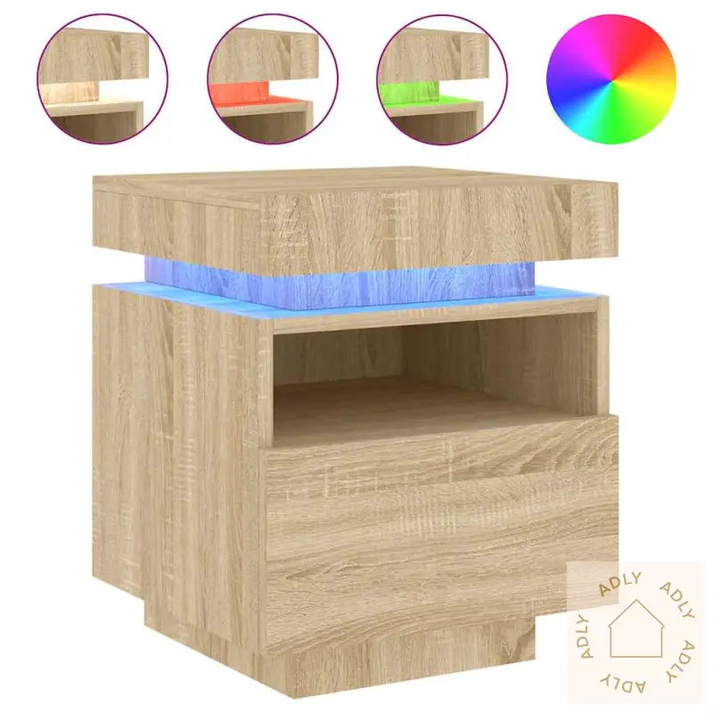 Nattbord Med Led Sonoma Eik 40X39X48,5 Cm
