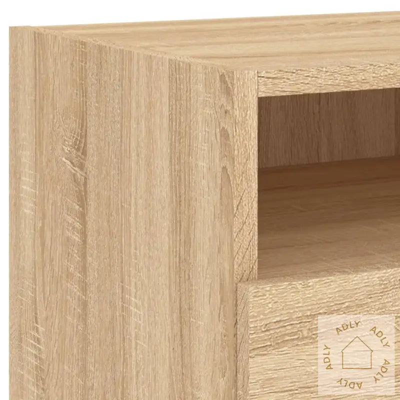 Nattbord Med Led 2 Stk Sonoma Eik 40X39X37 Cm