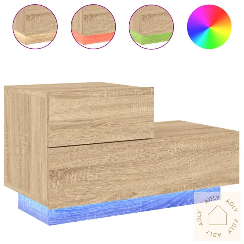 Nattbord Med Led Sonoma Eik 70X36X40,5 Cm