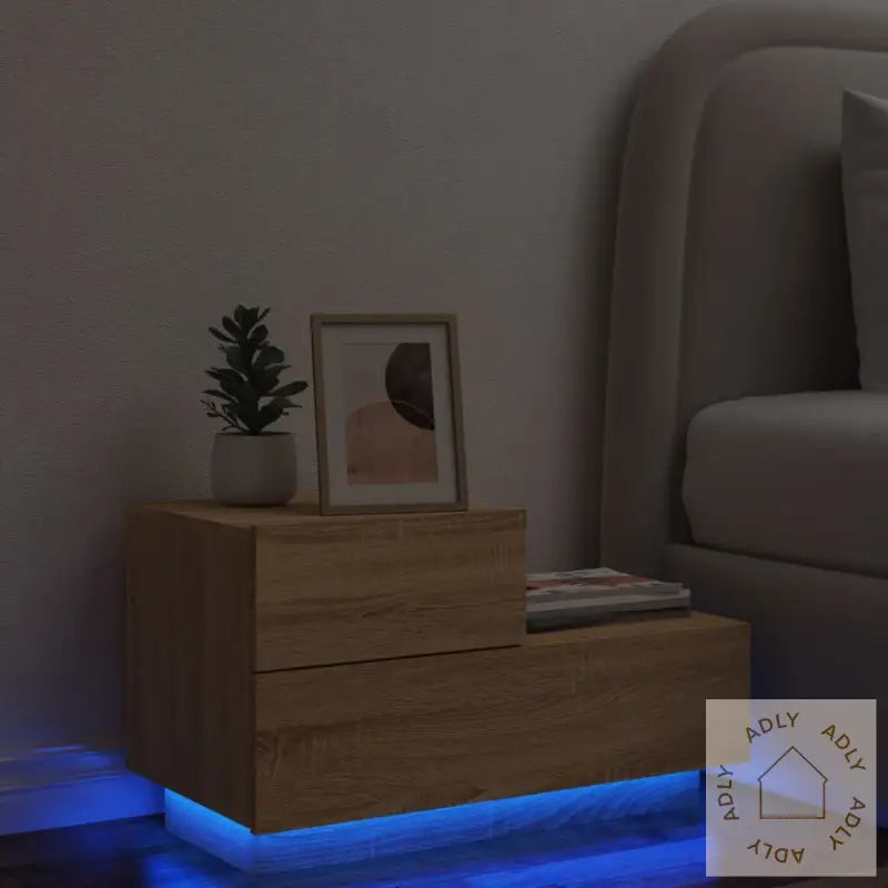 Nattbord Med Led Sonoma Eik 70X36X40,5 Cm