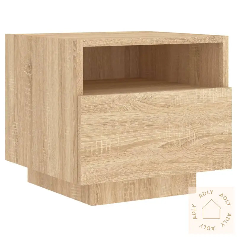 Nattbord Med Led 2 Stk Sonoma Eik 40X39X37 Cm