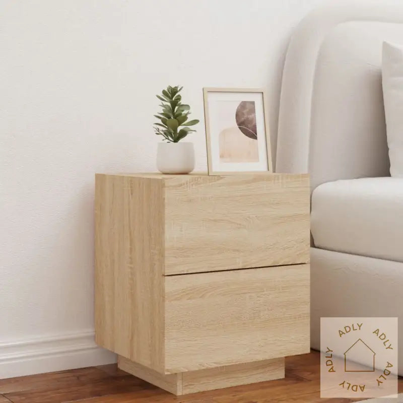 Nattbord Med Led Sonoma Eik Konstruert Tre