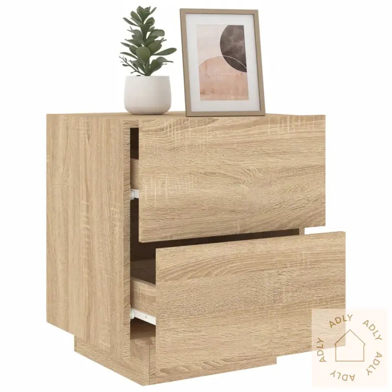 Nattbord Med Led Sonoma Eik Konstruert Tre