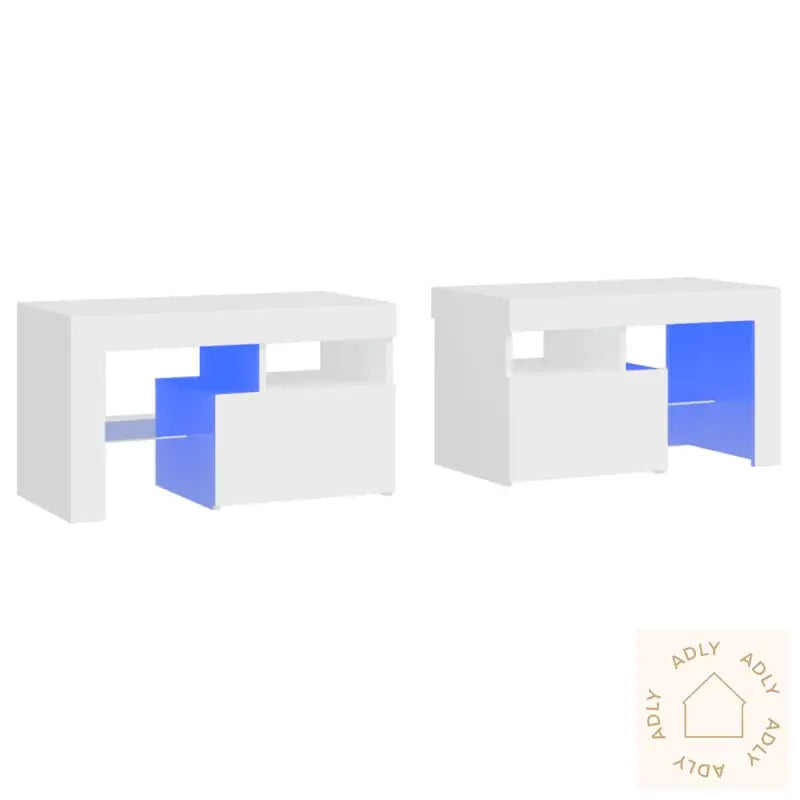 Nattbord 2 Stk Med Led Hvit 70X36,5X40 Cm