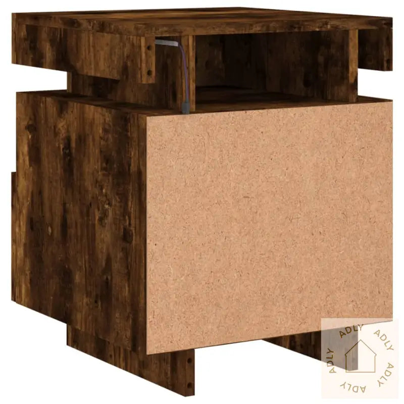 Nattbord Med Led 2 Stk Røkt Eik 40X39X48,5 Cm