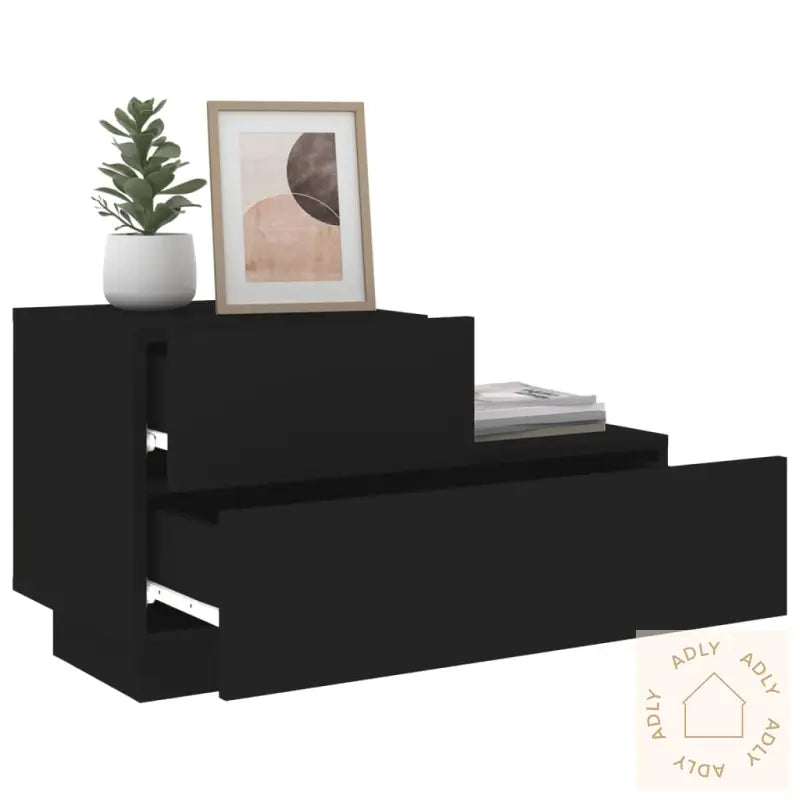 Nattbord Med Led Svart 70X36X40,5 Cm