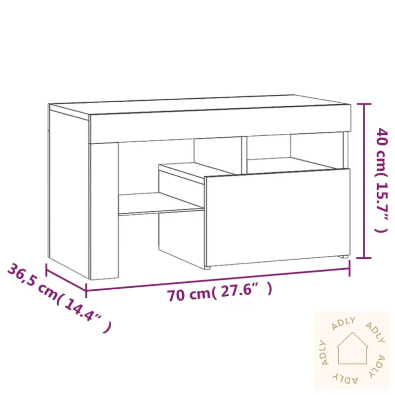 Nattbord 2 Stk Med Led Svart 70X36,5X40 Cm