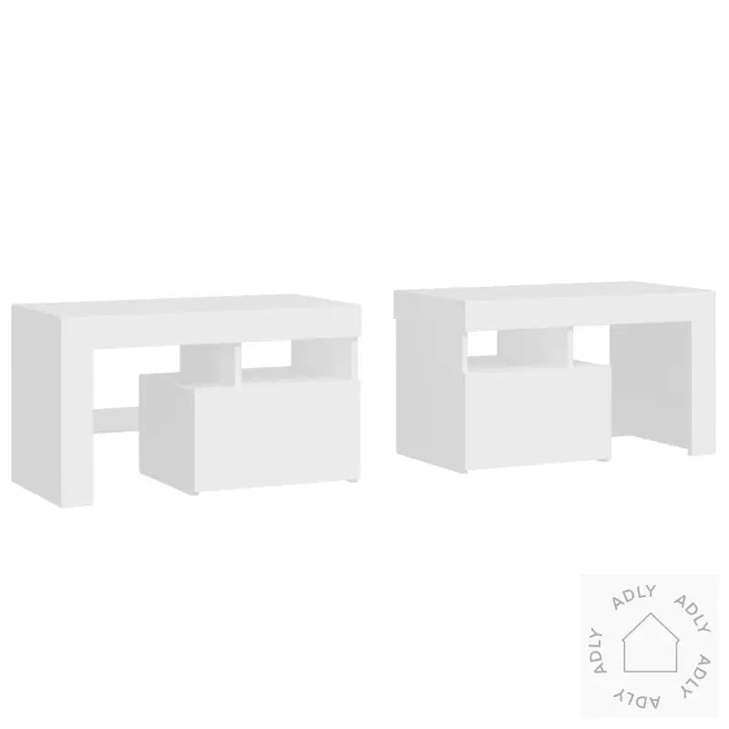 Nattbord 2 Stk Med Led Hvit 70X36,5X40 Cm