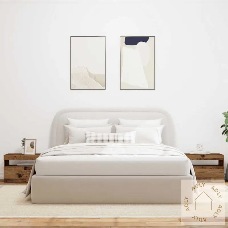 Nattbord Med Led-Lys Gammelt Tre 60X35X40 Cm Konstruert Tre