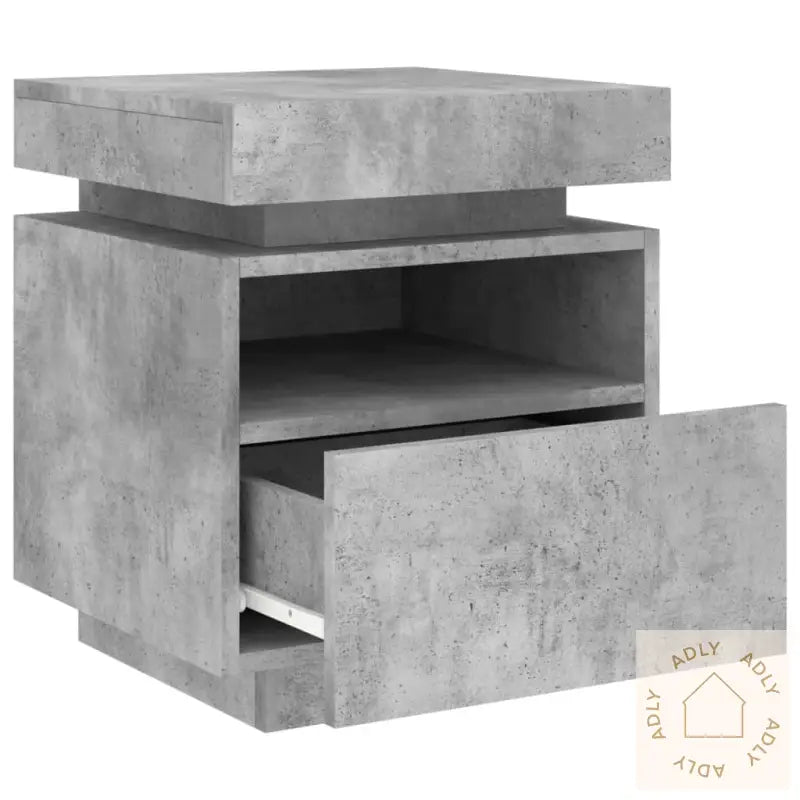 Nattbord Med Led Betonggrå 40X39X48,5 Cm