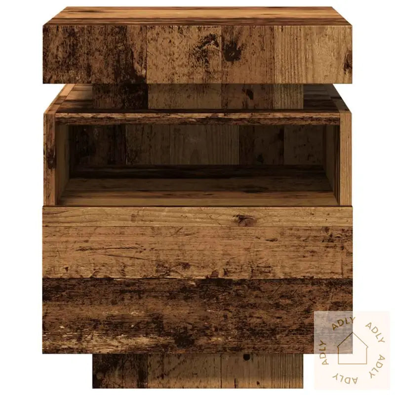 Nattbord Med Led Gammelt Tre 40X39X48,5 Cm