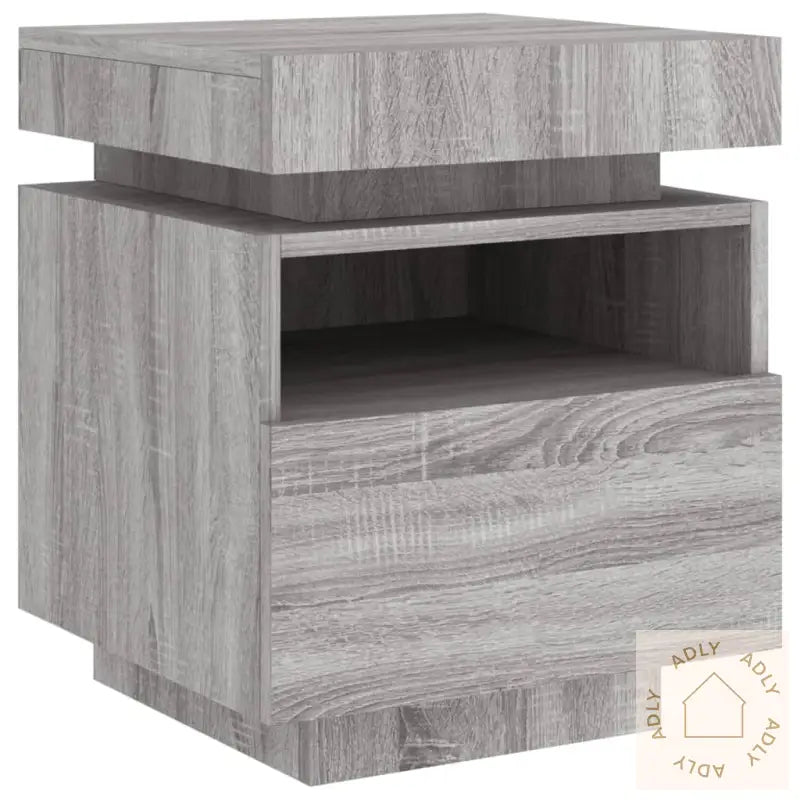 Nattbord Med Led 2 Stk Grå Sonoma 40X39X48,5 Cm