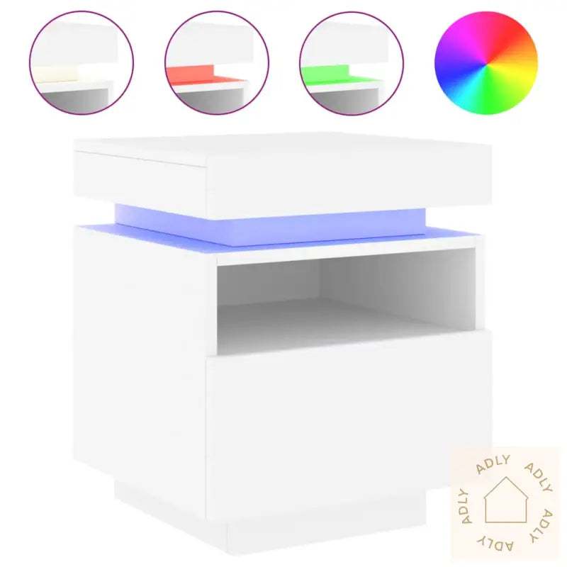 Nattbord Med Led Hvit 40X39X48,5 Cm