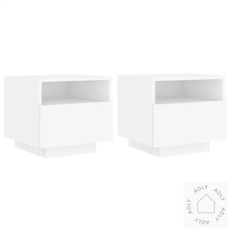 Nattbord Med Led 2 Stk Hvit 40X39X37 Cm