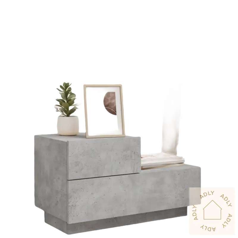 Grå betong-utseende nattbord med rgb led-lys for moderne møbler til hjemmet