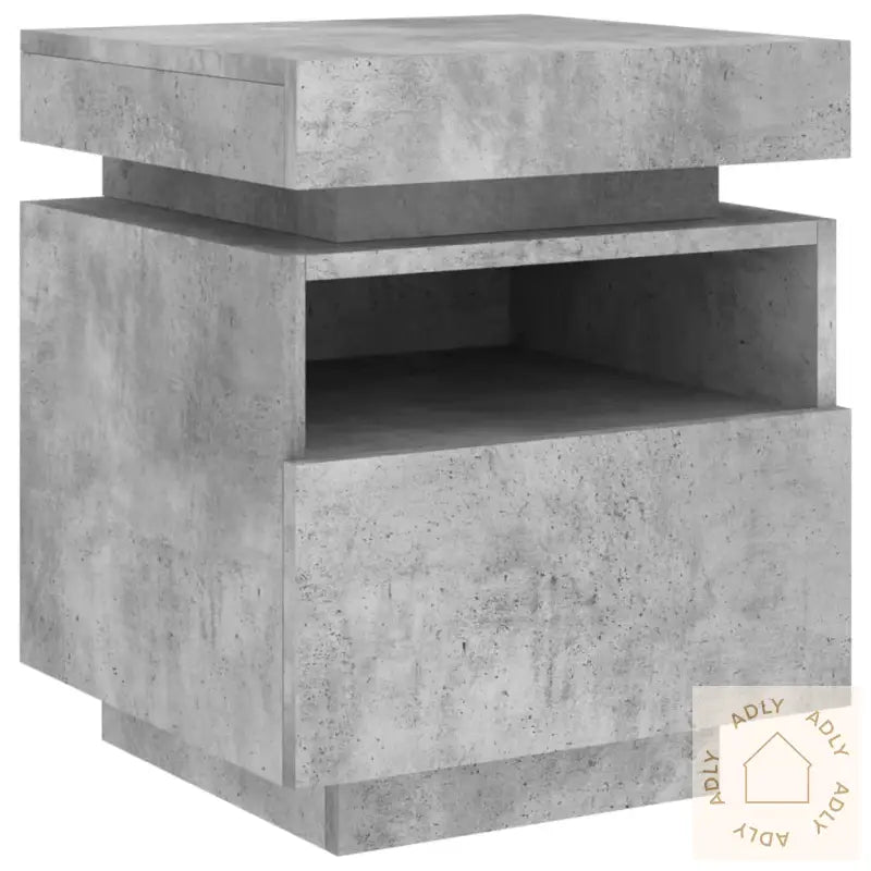Nattbord Med Led 2 Stk Betonggrå 40X39X48,5 Cm